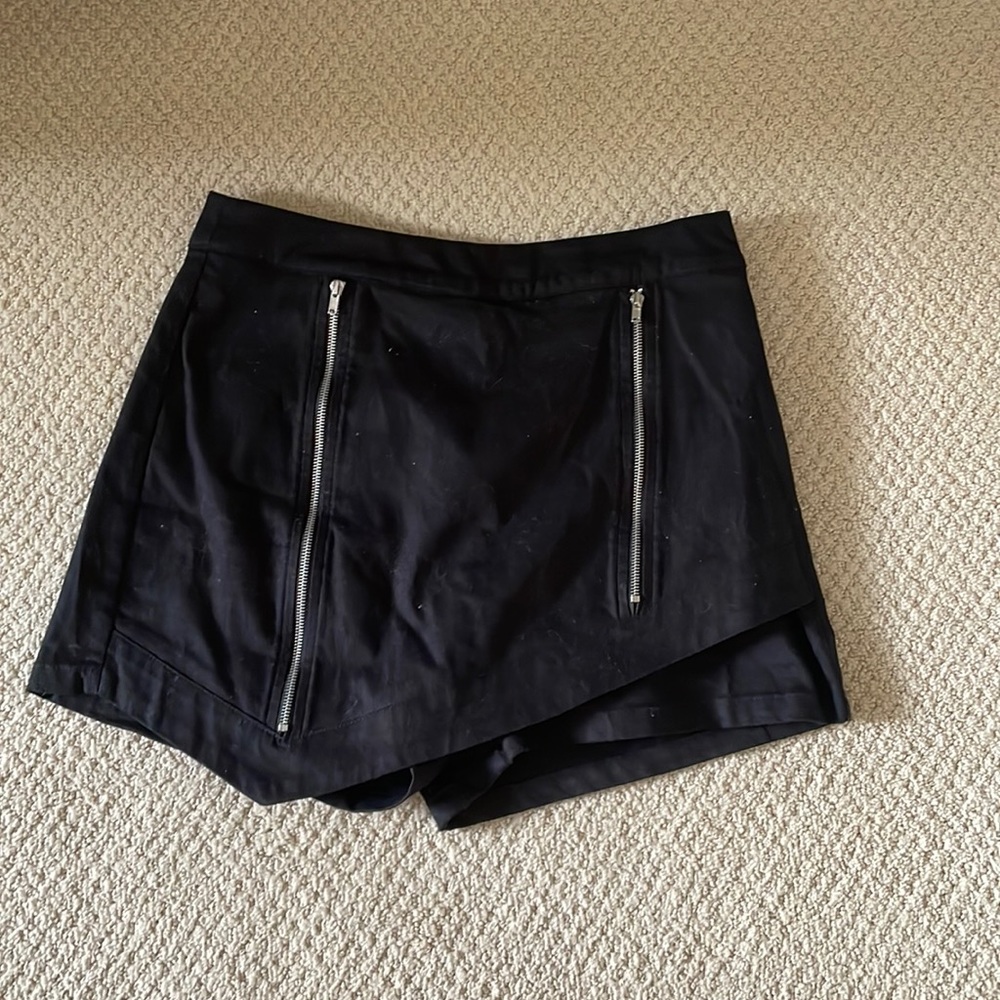 Cute black asymmetrical mini skort